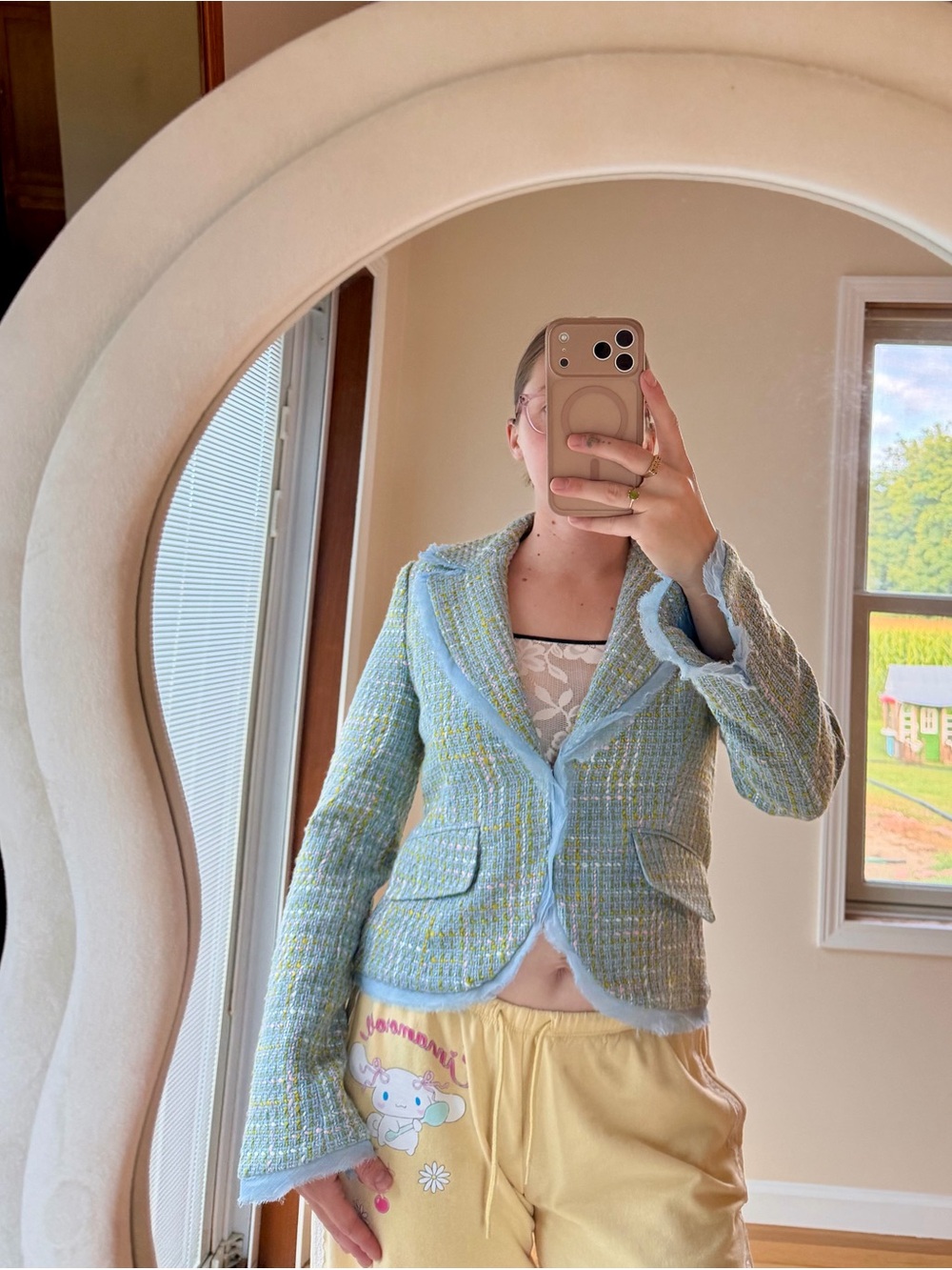 Vintage Sans Souci Could Blue Tweed Blazer
